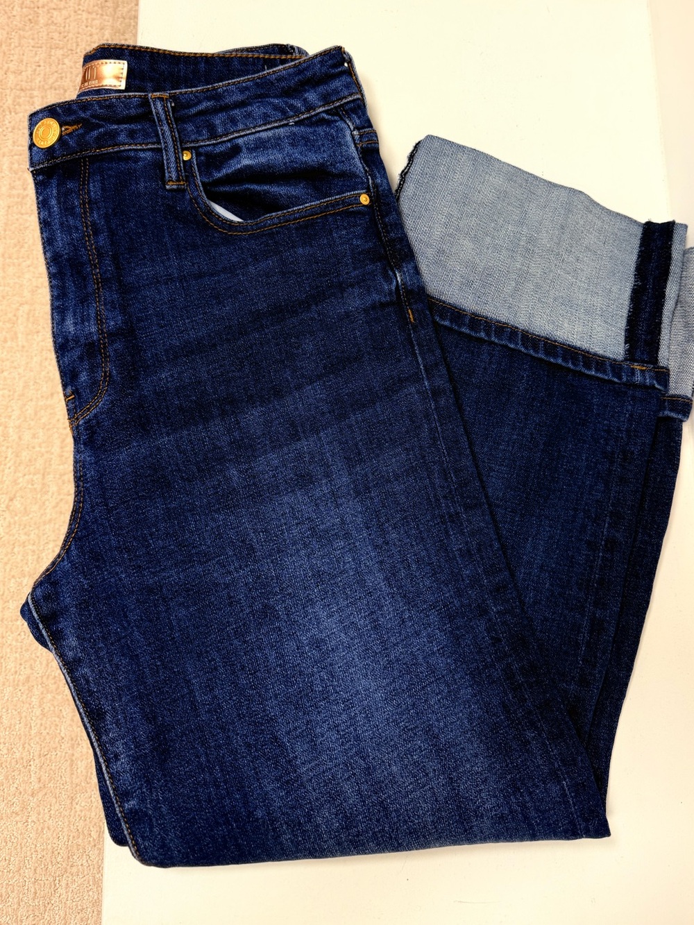 Kut from the Kloth Dark Blue Cuffed Ankle Jeans | Sienna Wide Leg